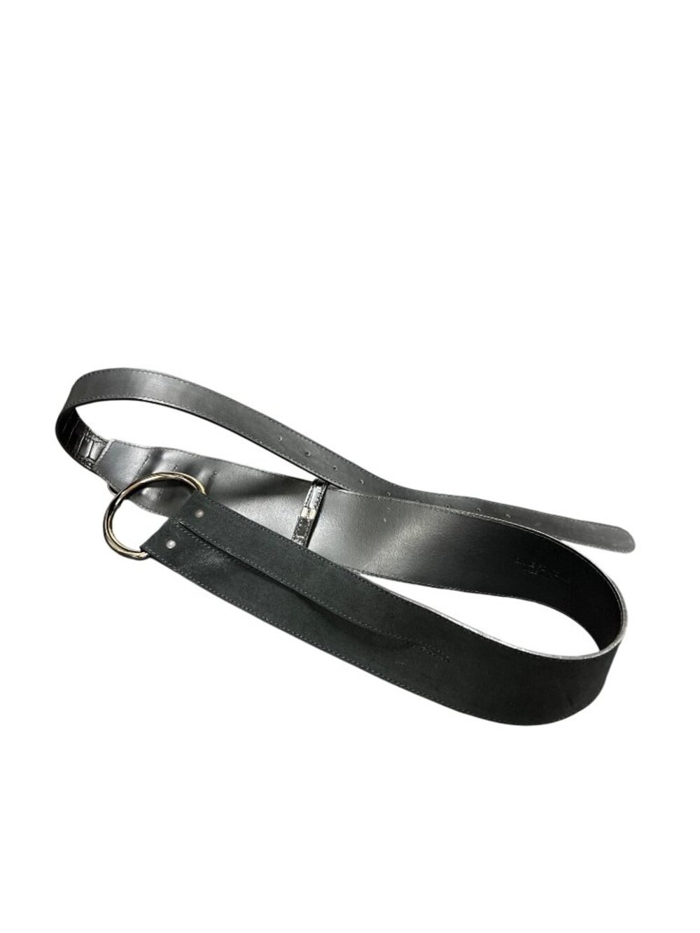 Anne Fontaine Italian made womens black leather cinch waist belt SKU 10-725
